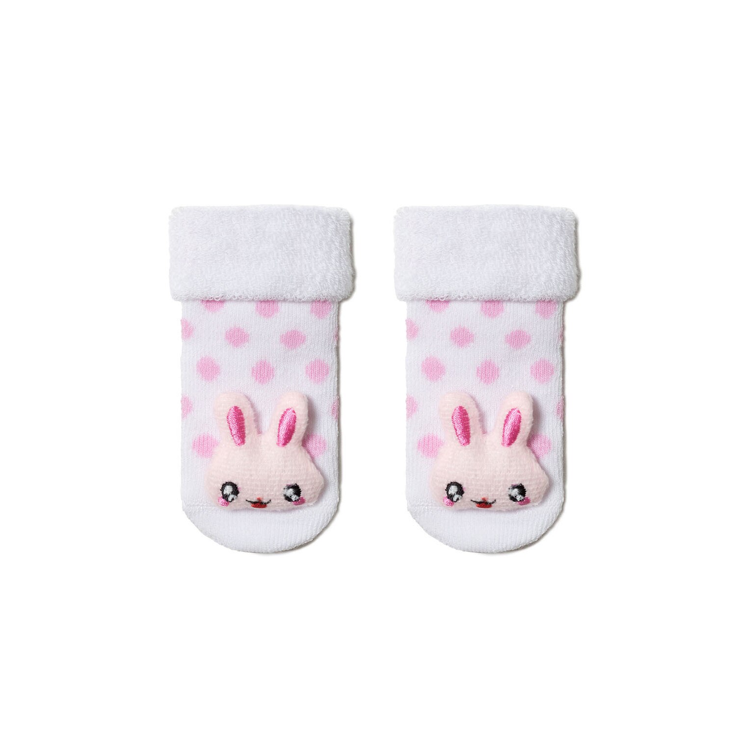 Sosete flausate cu model iepuras roz in relief, Conte Kids Sof-Tiki 398