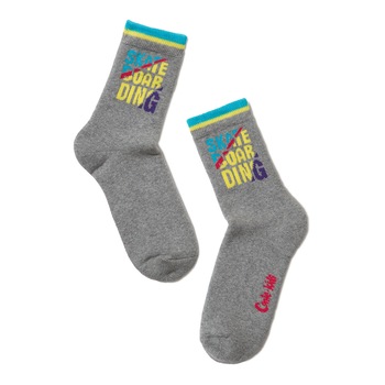 Sosete copii flausate cu model skate, Conte Kids Sof-Tiki 419, Gri Sosete copii flausate cu model skate, Conte Kids Sof-Tiki 419, Gri