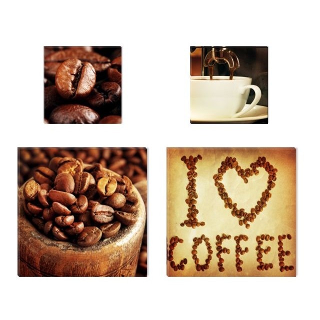 Colaj I Love Cofee - 2 piese 20x20 cm, 2 piese 30x30 cm