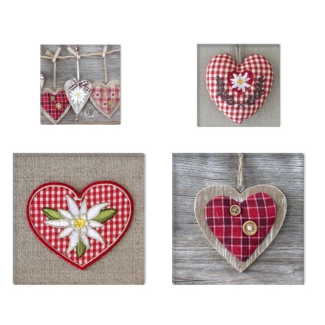 Colaj Inimi - 2 piese 20x20 cm, 2 piese 30x30 cm