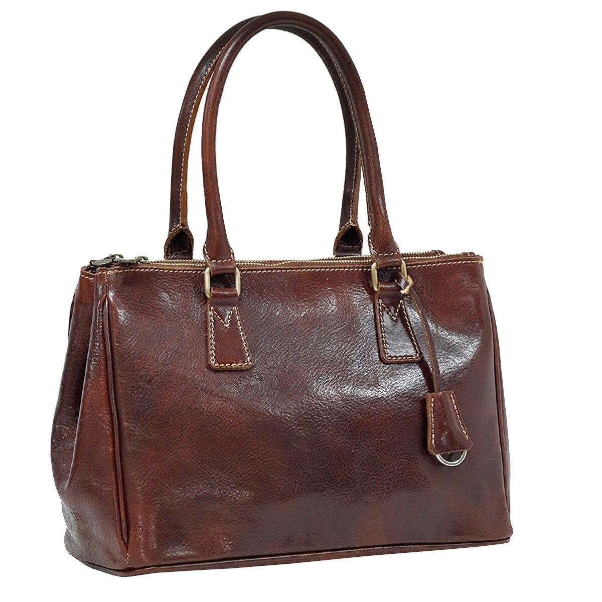 Geanta dama casual, piele naturala vacchetta, Suveran, cognac