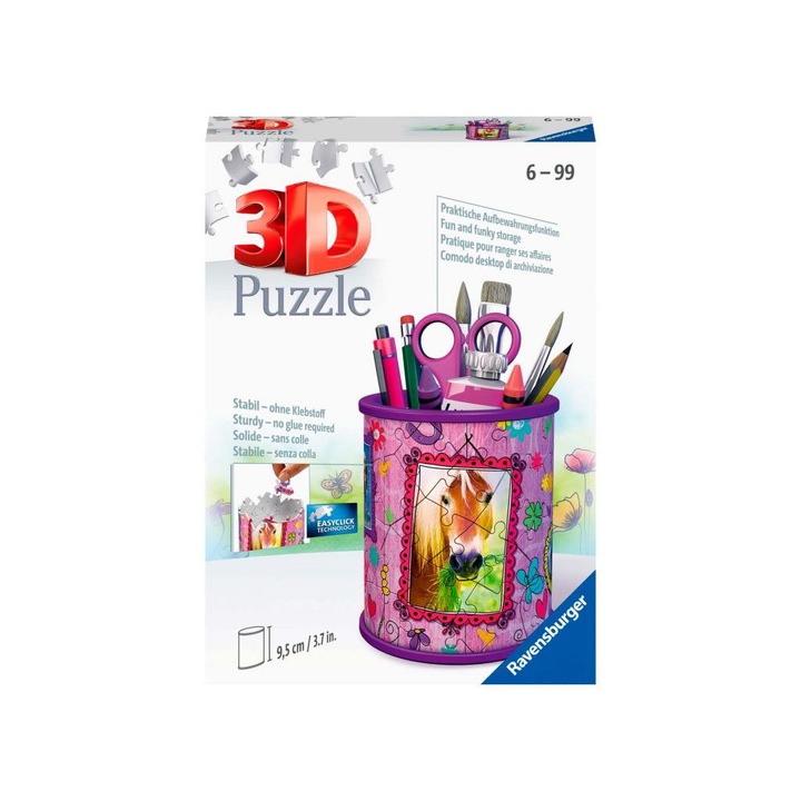 Puzzle 3D, Ravensburger, Suport creioane, 54 piese, Multicolor