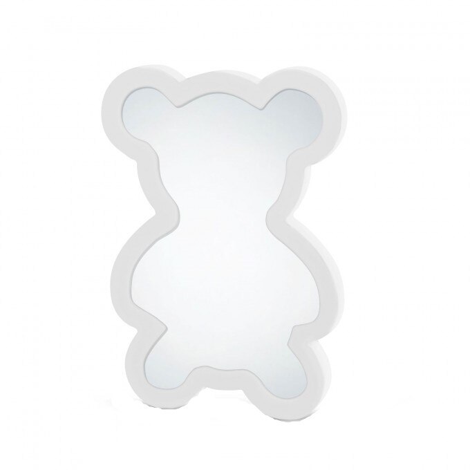 Oglinda magica LED, model ursulet, Dimensiuni 14 x 10 x 1 cm, Culoare Alb
