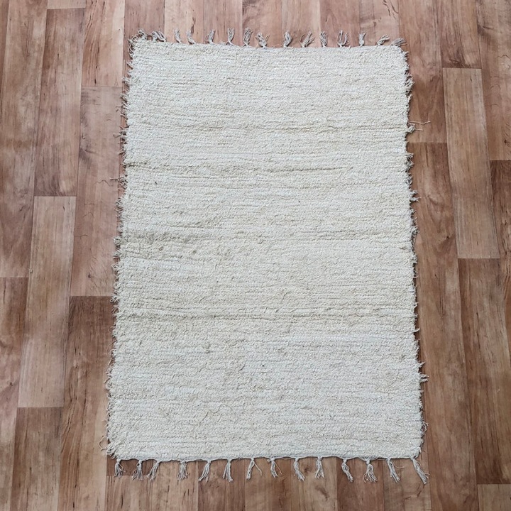 Beige pamut rongyszőnyeg 70×150 cm