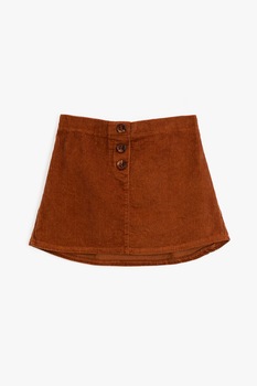 KOTON, Fusta mini din reiat, Maro caramel KOTON, Fusta mini din reiat, Maro caramel