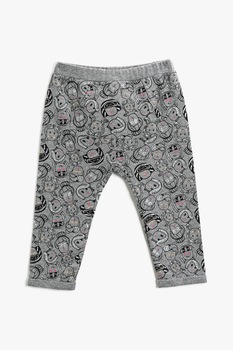 KOTON, Pantaloni sport cu imprimeu grafic, Gri melange/Negru/Alb, 68-74 CM KOTON, Pantaloni sport cu imprimeu grafic, Gri melange/Negru/Alb, 68-74 CM