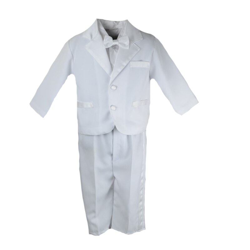 Costum elegant 4 piese pentru baieti Mini junior CEB-07, Alb, 74 cm