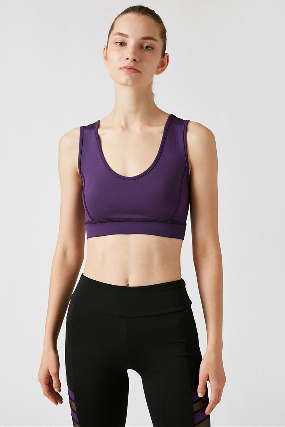 KOTON, Bustiera cu decolteu rotund, Violet prafuit, XS