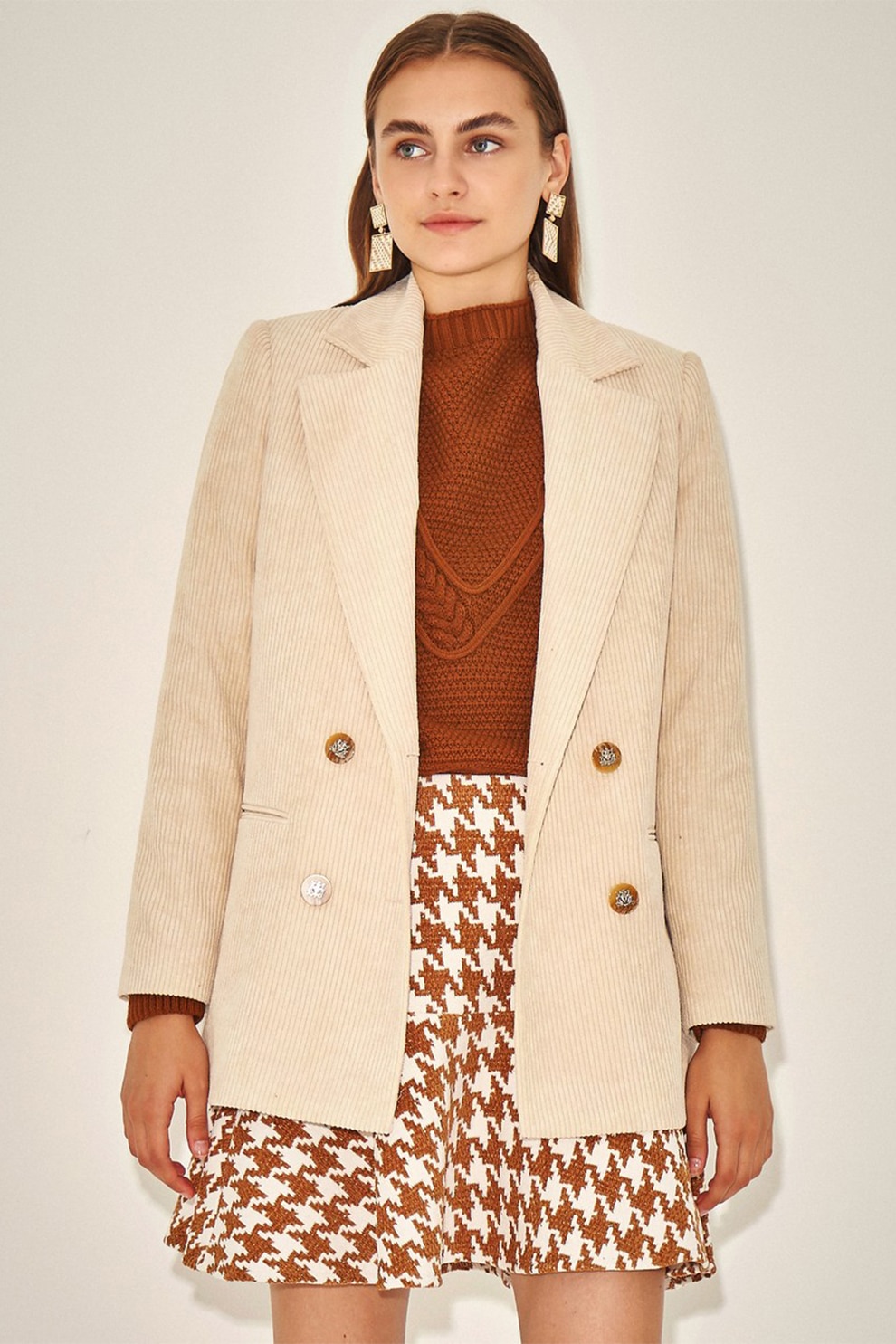 KOTON, Pulover supradimensionat cu decolteu la baza gatului, Rosu caramiziu, XL