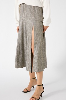 KOTON, Fusta metalizata cu slit frontal adanc, Maro KOTON, Fusta metalizata cu slit frontal adanc, Maro