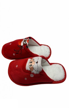 Papuci de casa cu motive de Craciun, Rosu, 36-37 Papuci de casa cu motive de Craciun, Rosu, 36-37