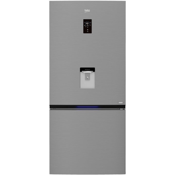 Combina frigorifica Beko RCNE720E30DXPN, 611 l, NeoFrost, Dispenser Apa, Control touch, Clasa F, H 191.5 cm, Argintiu
