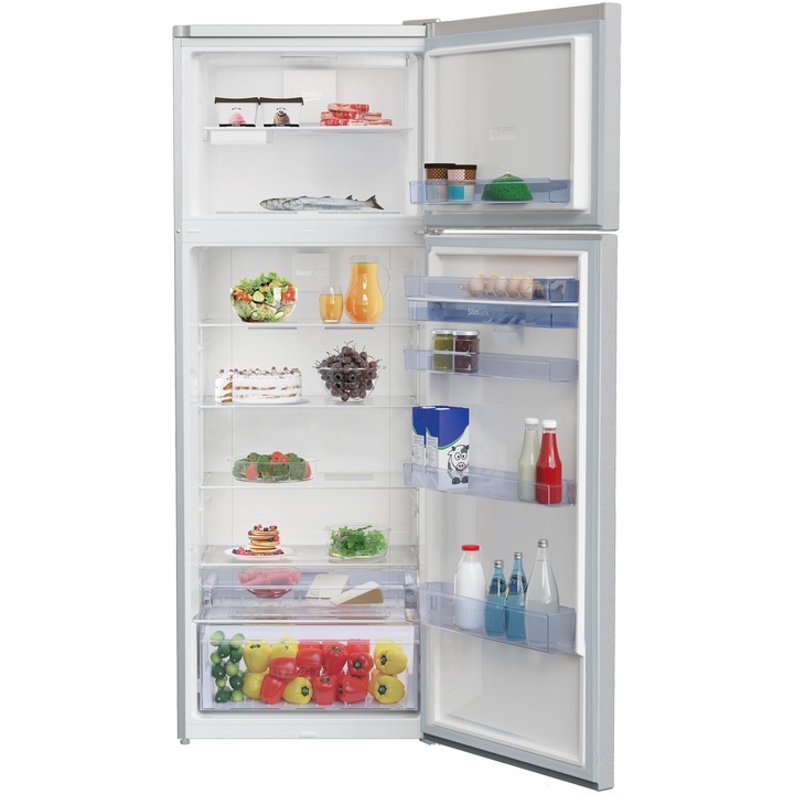 Frigider cu doua usi Beko RDNE505E30DZMN, 446 l, Dozator apa, Display, Clasa F, NeoFrost, H 185 cm, Gri Sidef