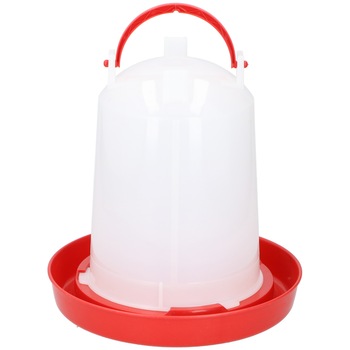 Adapatoare circulara cu maner EDCO, pentru pasari, capacitate 3L, rosu/alb Adapatoare circulara cu maner EDCO, pentru pasari, capacitate 3L, rosu/alb