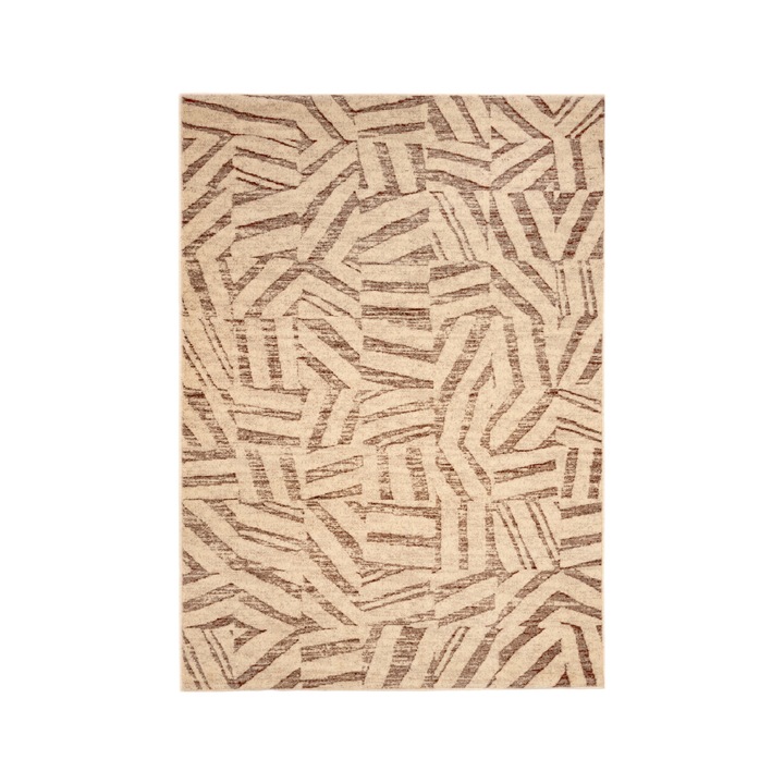 Covor din lana, Colectie cappuccino, modern/geometric, model 720, culoare Bej/Maro 160 x 240 cm