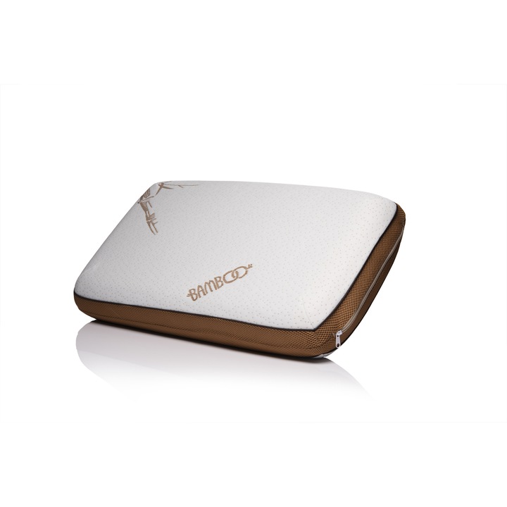 Perna Sleepmode, Bambus, Cu gel racoritor, Alb