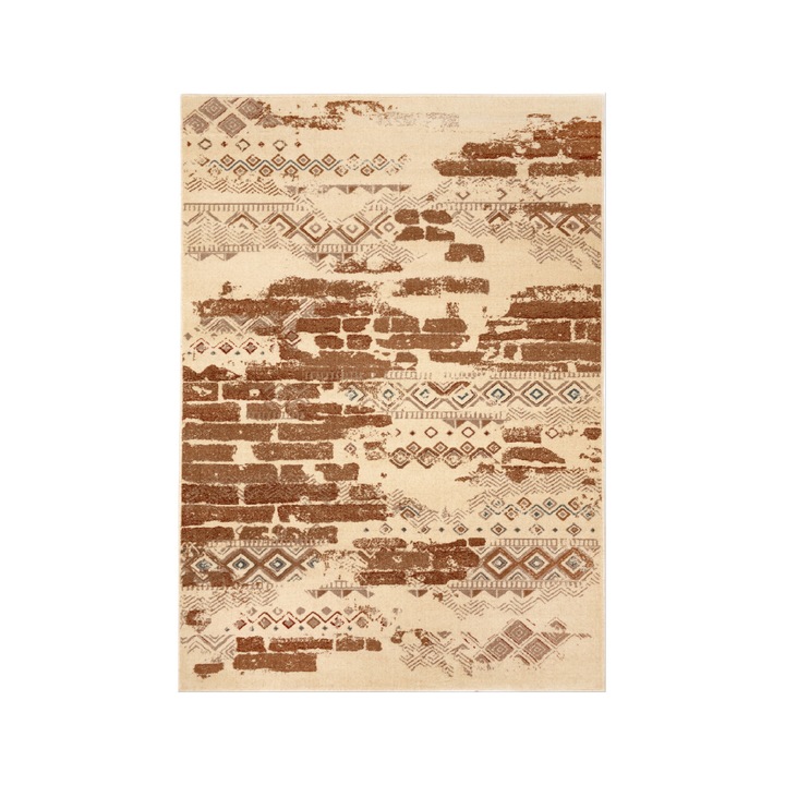 Covor din lana, Colectie havana, modern, geometric, model 730, culoare Bej/Maro 200 x 310 cm