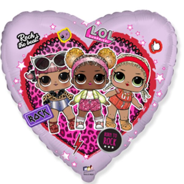 Balon folie LOL inima, multicolor, 45 cm