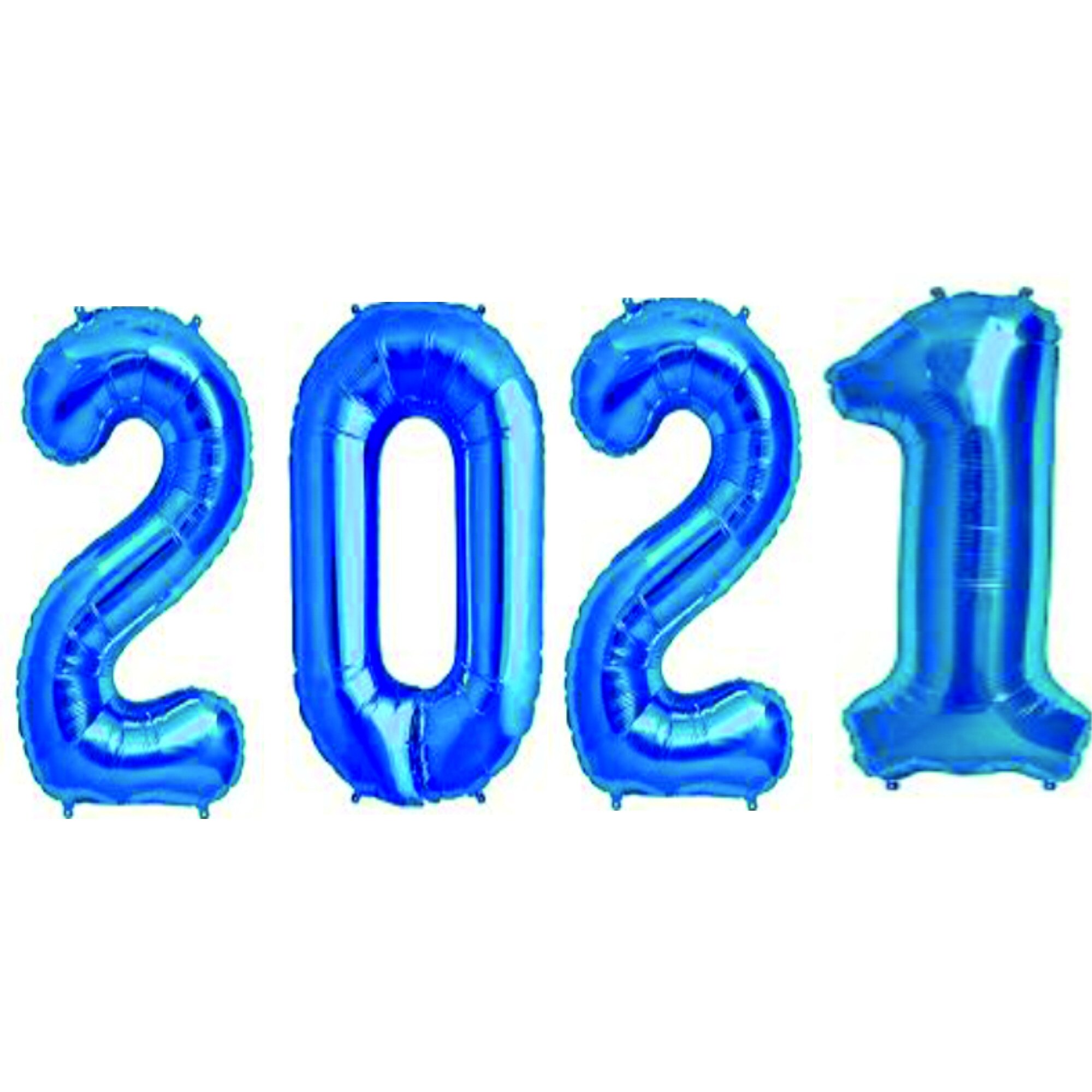Set baloane Revelion 2021 , cifre 1 metru albastru