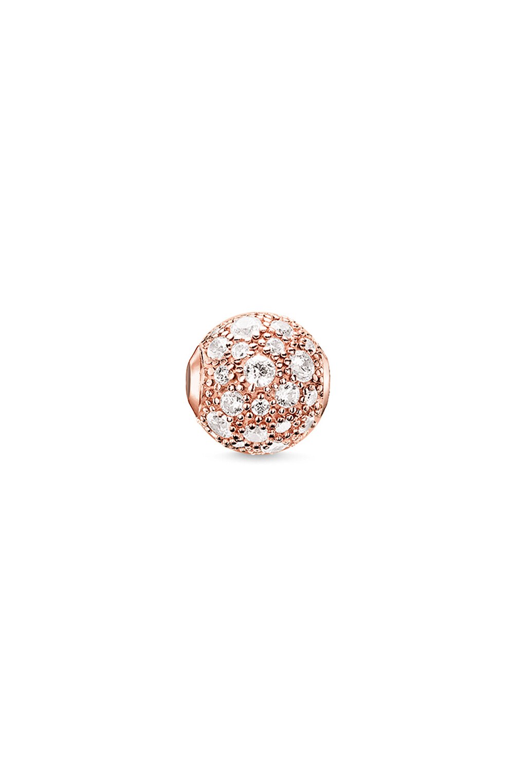 Thomas Sabo, Talisman placat cu aur rose de 18K si decorat cu zirconia, Auriu rose/Alb transparent