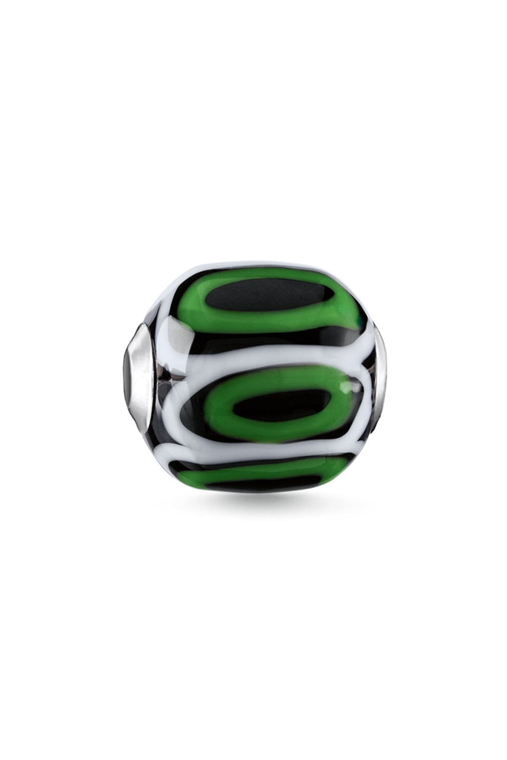 Thomas Sabo, Talisman de argint cu cristal, Verde/Negru/Alb