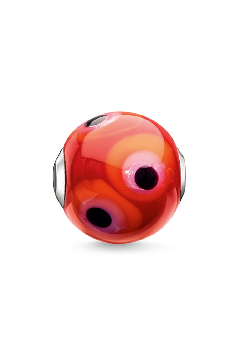 Thomas Sabo, Talisman de argint veritabil, cu margele si cristale, Rosu/Oranj/Negru