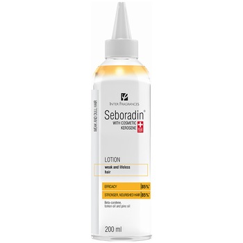 Lotiune cu kerosen cosmetic Seboradin pentru par lipsit de vitalitate, 200 ml Lotiune cu kerosen cosmetic Seboradin pentru par lipsit de vitalitate, 200 ml