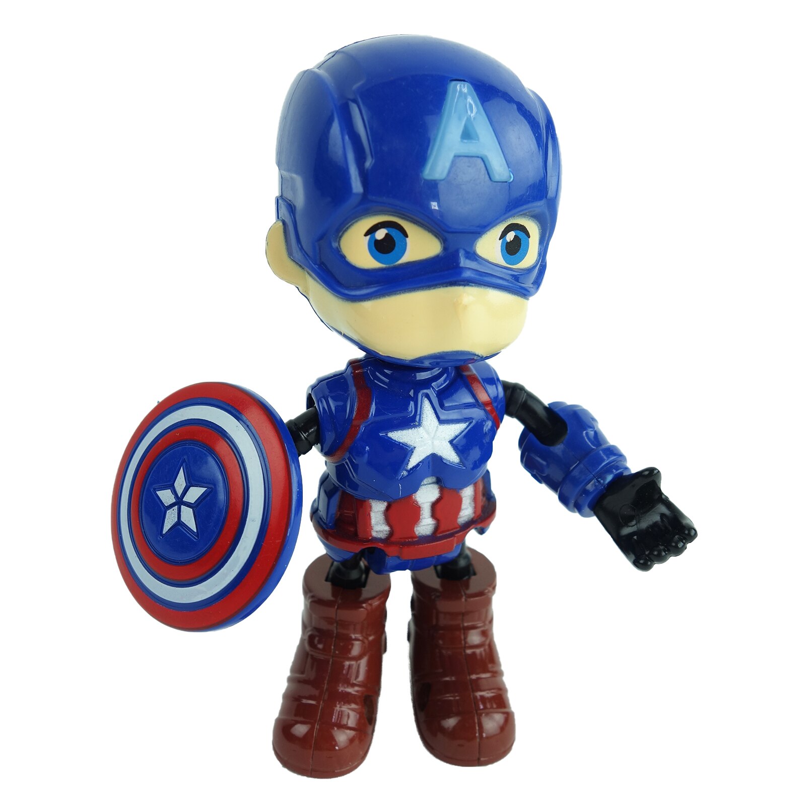 Figurina Captain America, de metal, cu sunete, luminite, articulatii mobile, 11 cm, multicolor