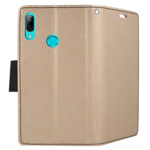 Husa tip carte Fancy Case pentru Samsung Galaxy A10, inchidere magnetica, auriu cu negru