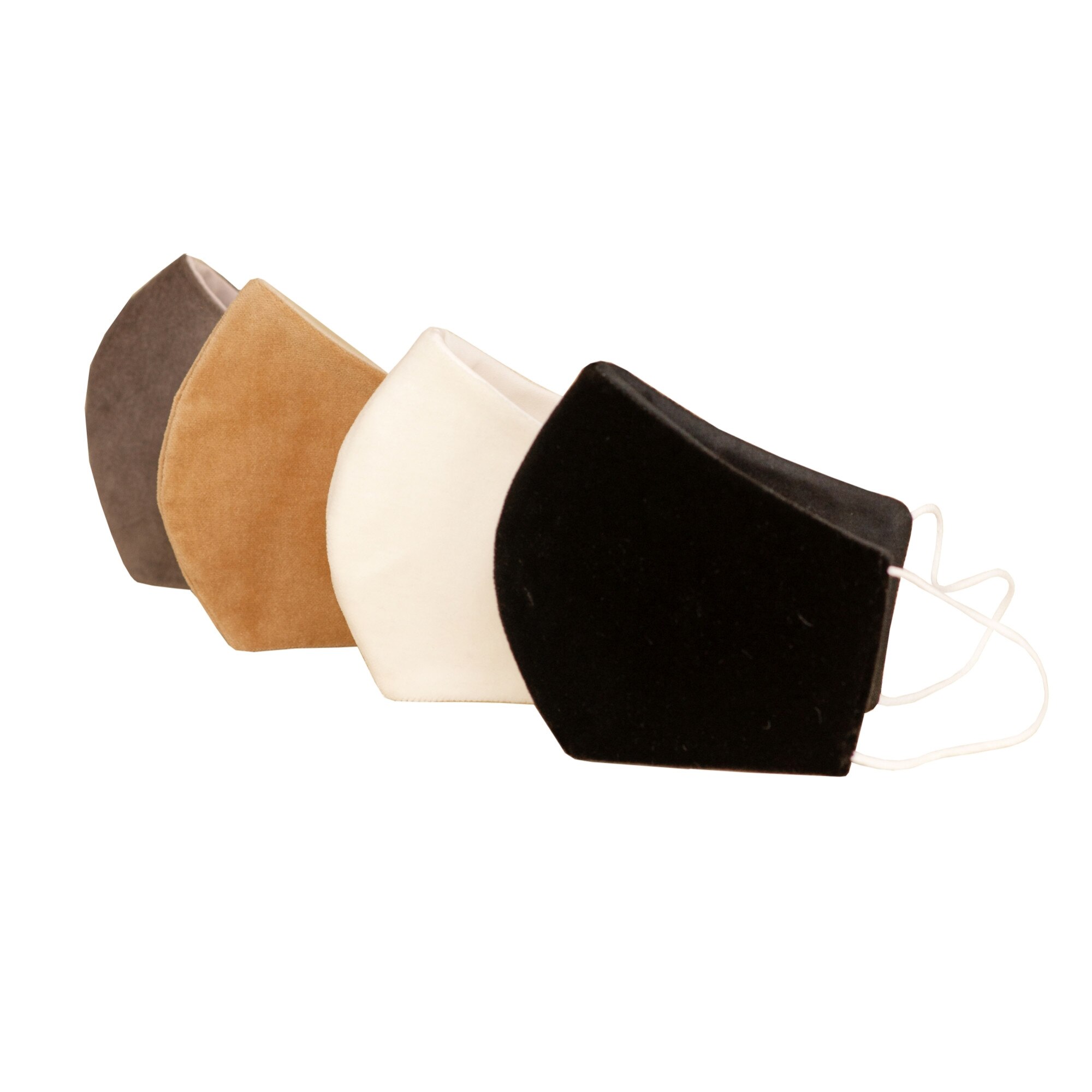 Set 4 Masti protectie faciala ADULTI, model VELVET GREY, reutilizabile, catifea, 2 straturi, anatomice, cu elastic