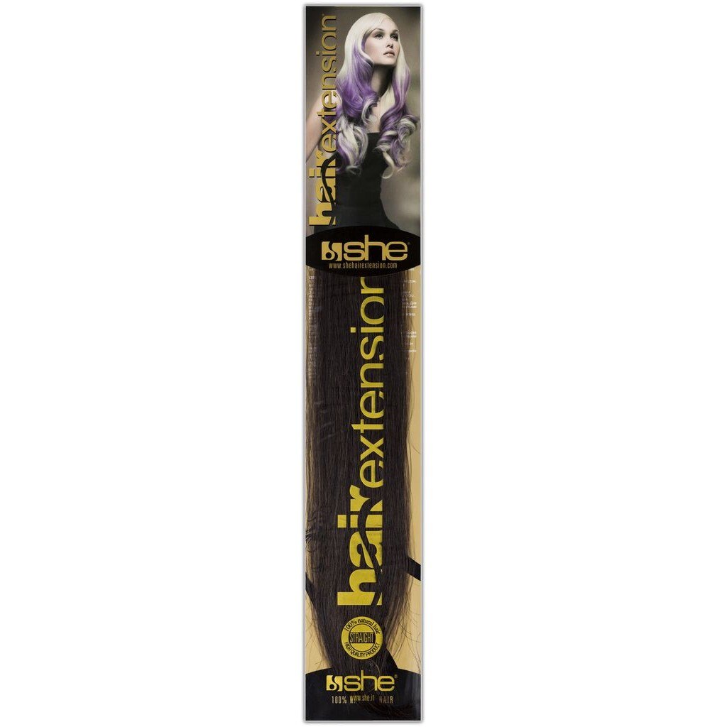 Extensii par natural 100%, SHE by SOCAP, keratina, castaniu inchis, 100 suvite