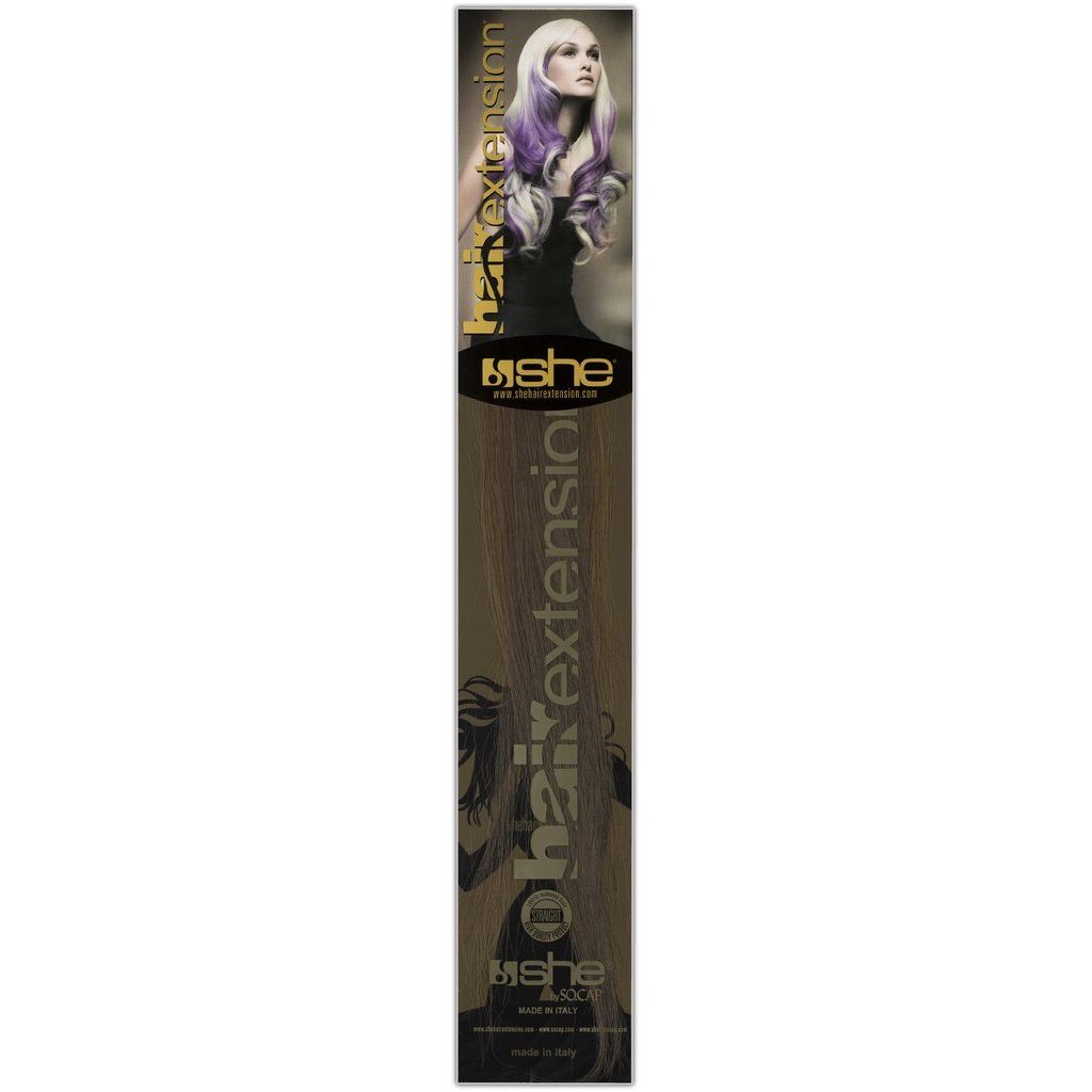 Extensii par natural 100%, SHE by SOCAP, keratina, blond natural inchis, 100 suvite