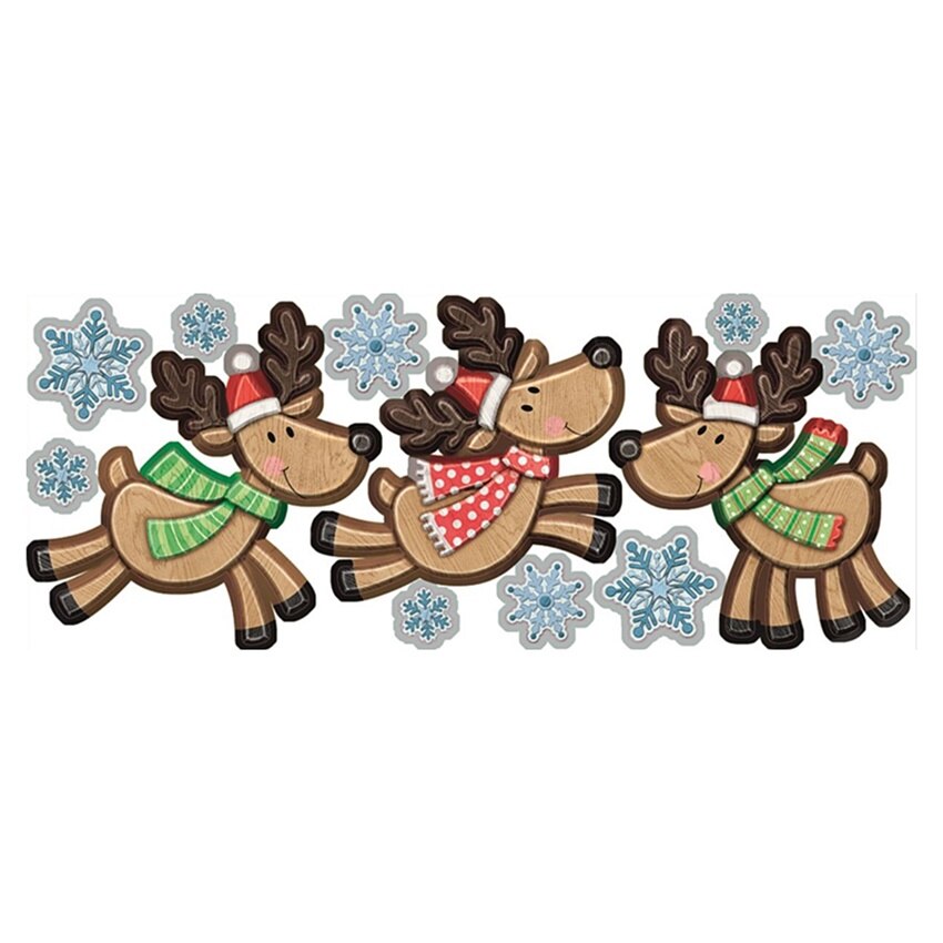 Sticker perete 3D - pinguini si reni, 57 x 20 cm