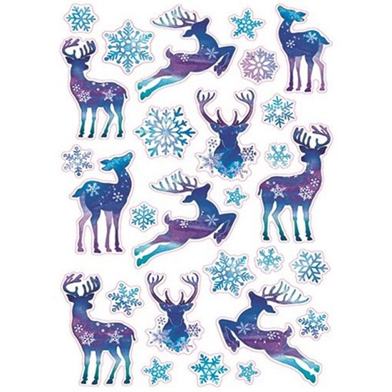 Set stickere de iarna cu fulgi si reni, 25 x 14 cm