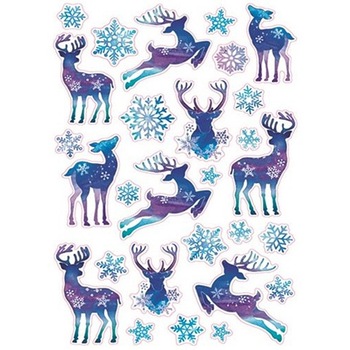 Set stickere de iarna cu fulgi si reni, 25 x 14 cm Set stickere de iarna cu fulgi si reni, 25 x 14 cm