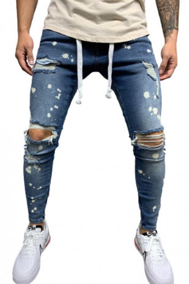 Blugi slim fit cod B5520, Albastru, Albastru