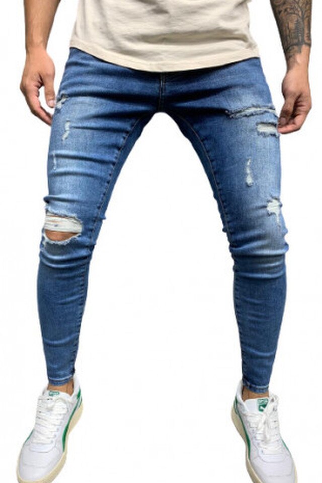 Blugi slim fit cod 5457, Albastru, Albastru