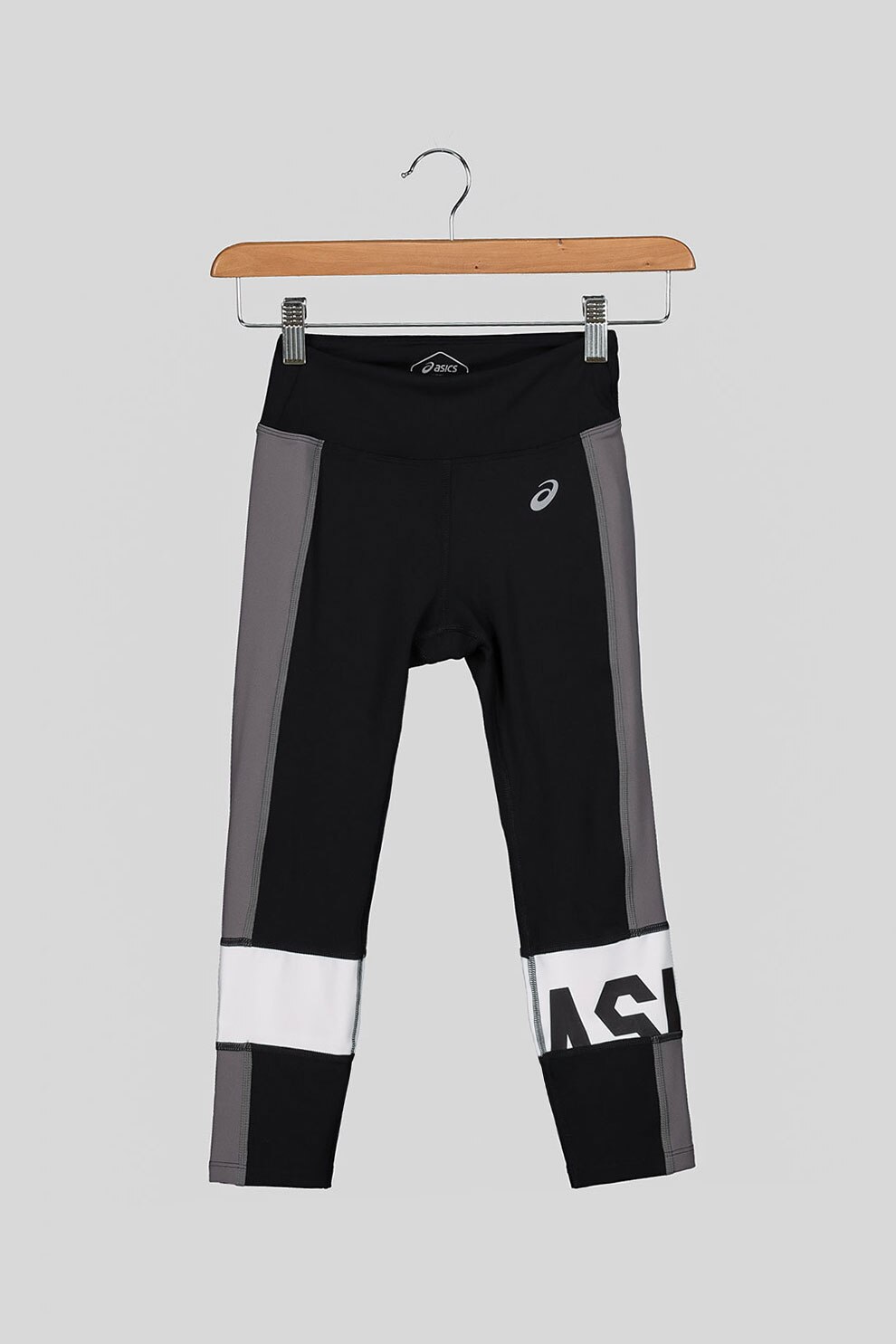 Asics, Colanti cu model colorblock, Negru/Gri, 128 CM