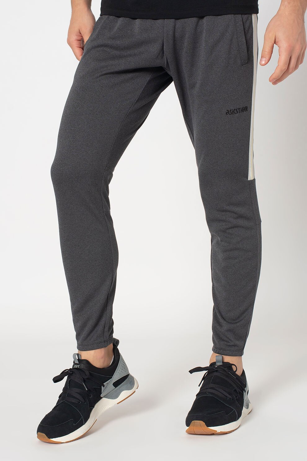 ASICS Tiger, Pantaloni sport conici, Gri inchis, S