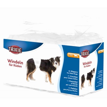 Scutece Trixie pentru Caini Masculi L-XL, 60-80 cm, 12 buc/set Scutece Trixie pentru Caini Masculi L-XL, 60-80 cm, 12 buc/set