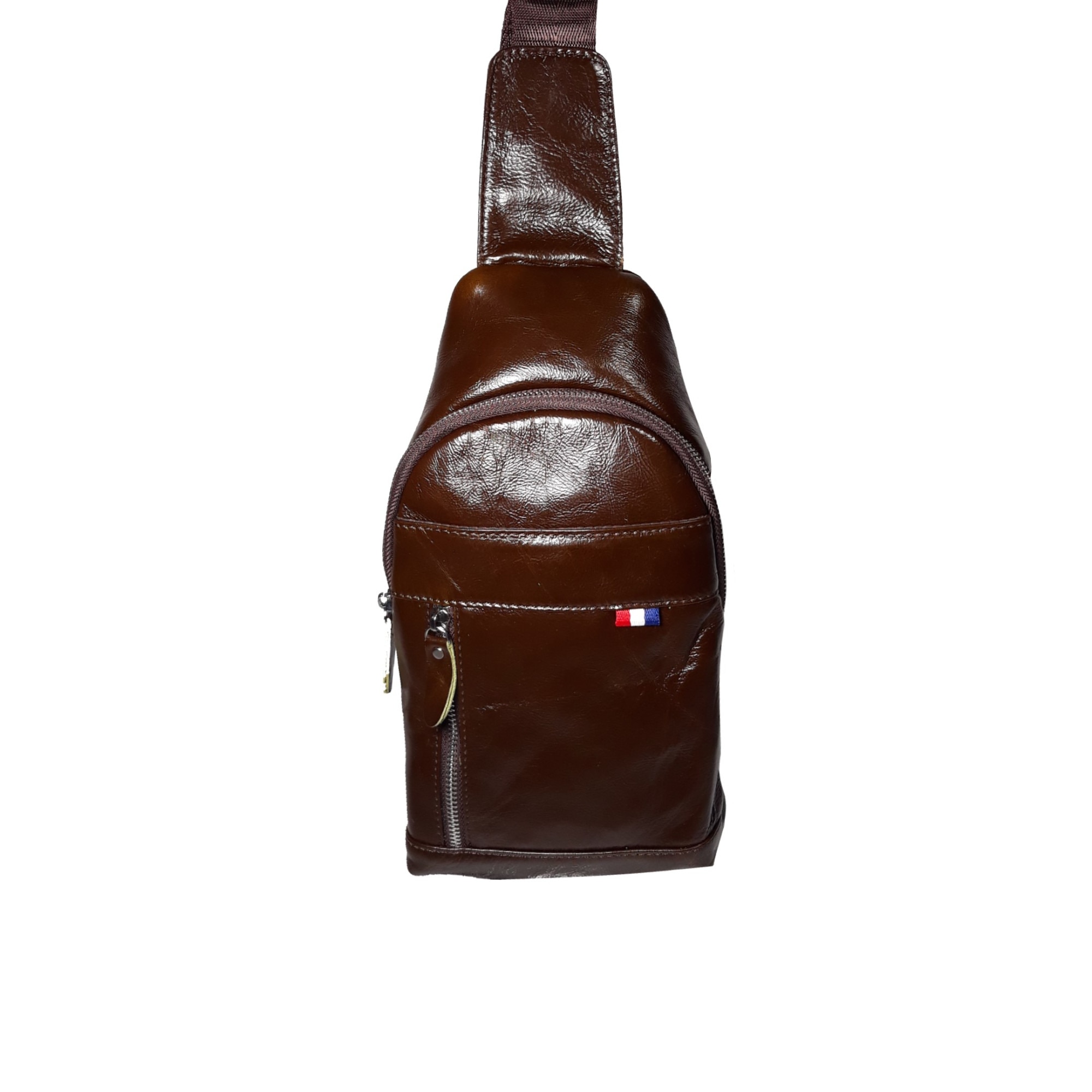 Geanta barbati, din piele naturala, maro brun, dimensiune 30x15x8cm