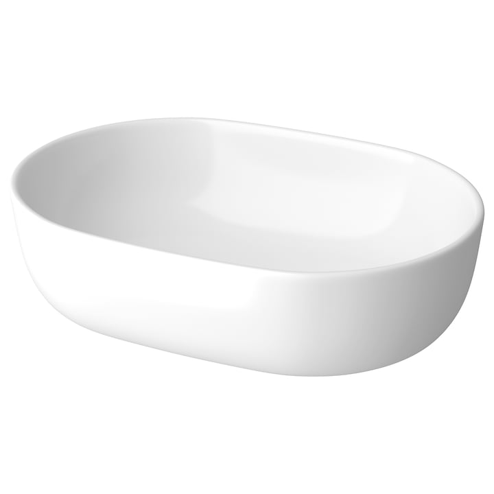 Lavoar (chiuveta baie) oval Cersanit MODUO 50 K116-049, pentru blat, compatibil cu dulapuri/blaturi Moduo sau Crea, 35.5x15 cm, adancime 50 cm, Samota ceramica