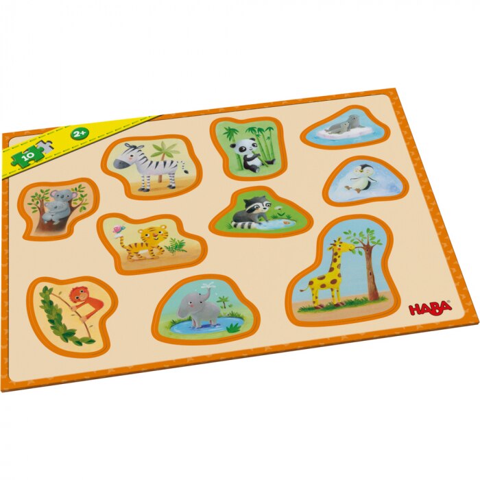 Puzzle in rama cu puii de animale, HABA, 10 piese mari, +2 ani