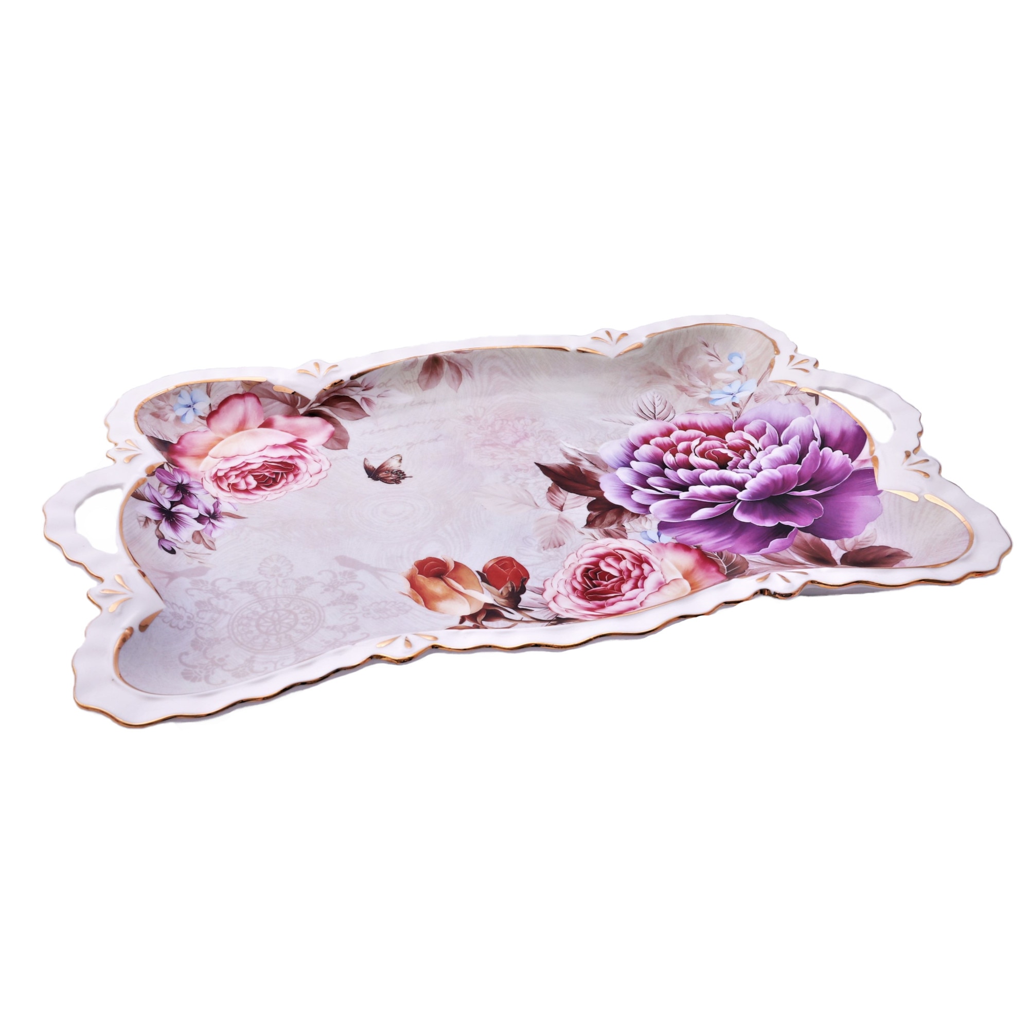 Tava de portelan cu manere, Luxury, imprimeuri florale, G