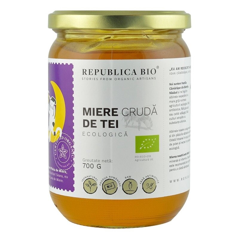 Miere de Tei ecologica cruda Republica BIO, 700 g