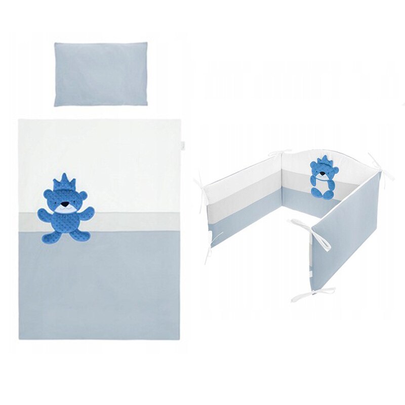 Set lenjerie de pat 5 piese 90 x 120 cm pentru baieti Belisima Krol Mis P02-0159, Albastru