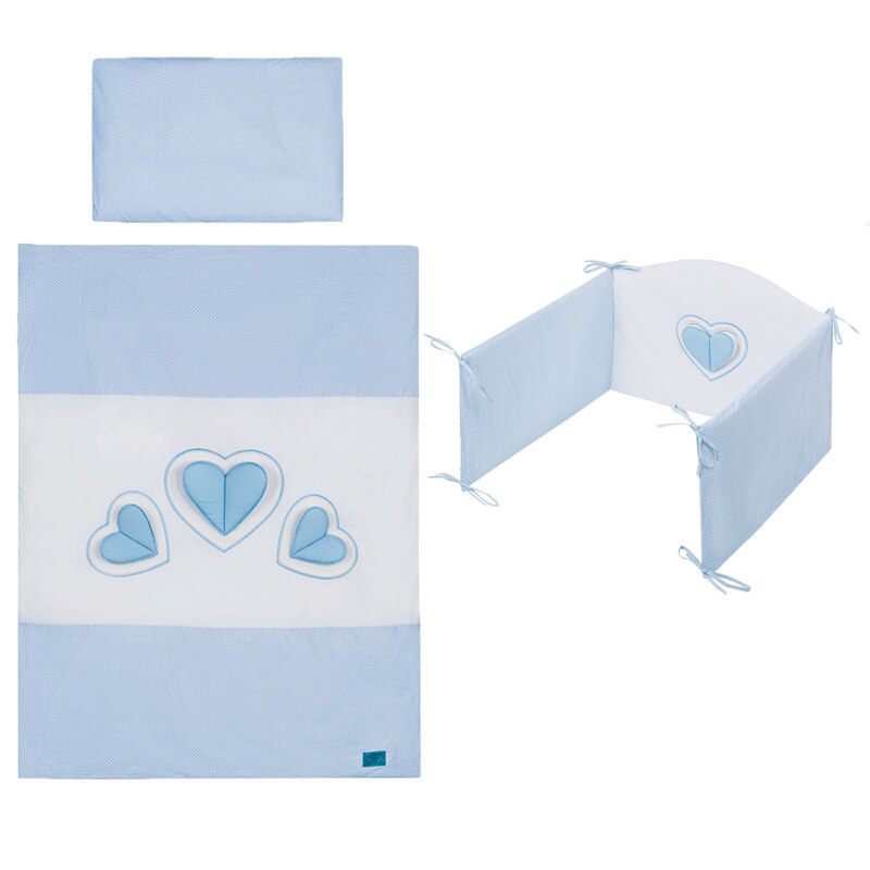 Set lenjerie de pat 5 piese 90 x 120 cm pentru baieti Belisima 3 Serca P01-683, Albastru