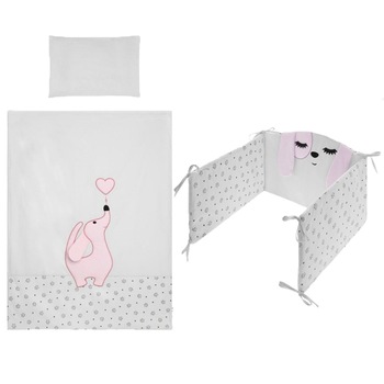 Set lenjerie de pat 5 piese 90 x 120 cm pentru fete Belisima Piesio P01-954, Gri Set lenjerie de pat 5 piese 90 x 120 cm pentru fete Belisima Piesio P01-954, Gri