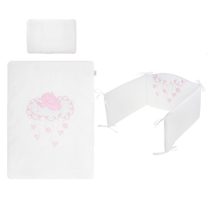 Set lenjerie de pat 5 piese 90 x 120 cm pentru fete Belisima Aniolek P02-0138, Alb