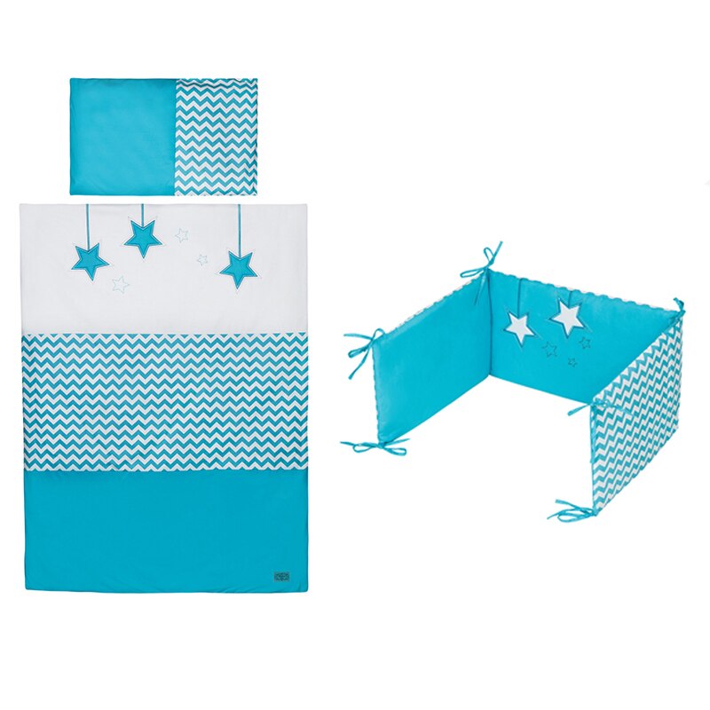 Set lenjerie de pat 5 piese 90 x 120 cm pentru baieti Belisima Gwiezdny Pyl P01-236, Turcoaz